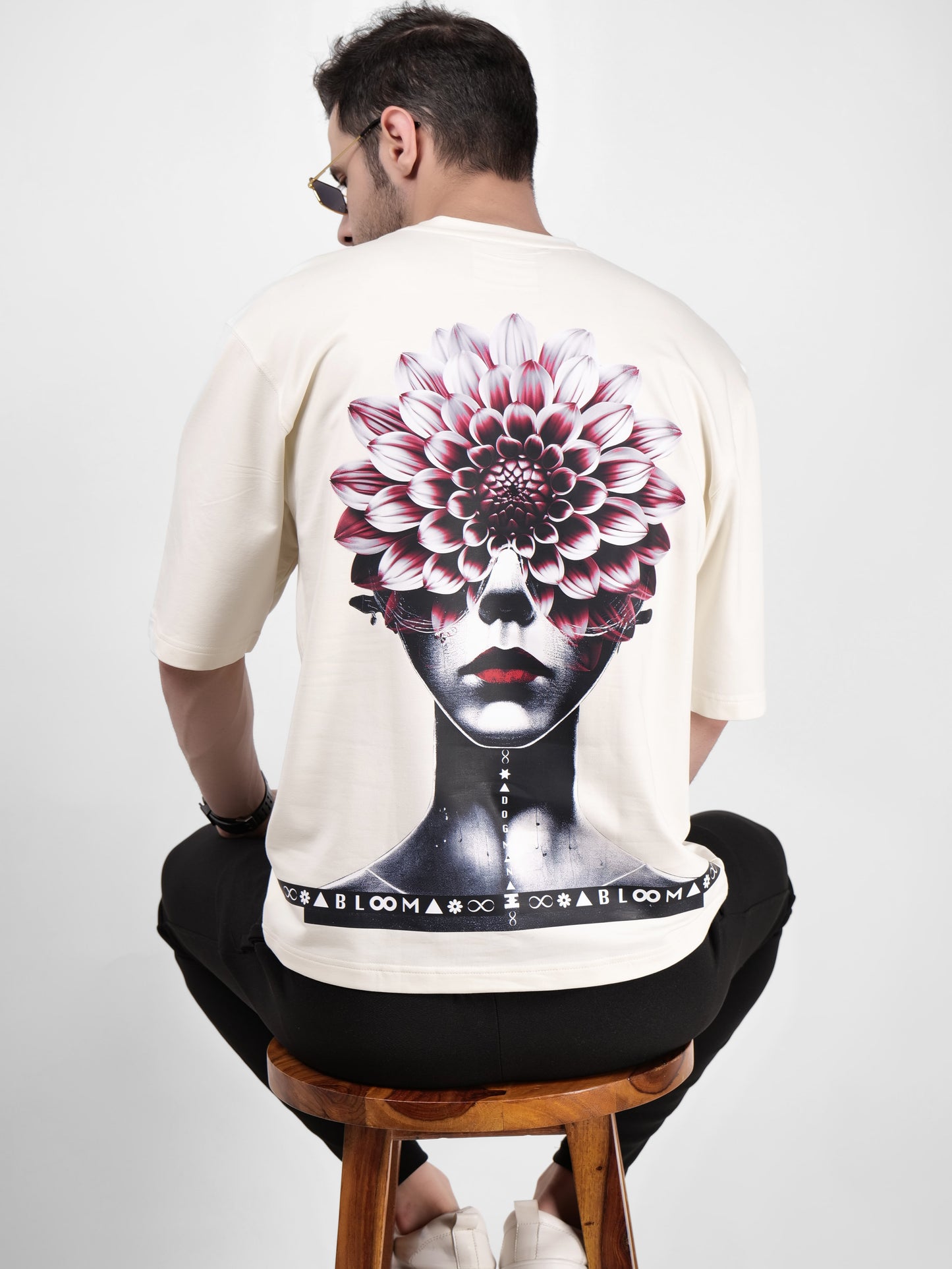 BLOOM SERIES(B03)-CREAM OVERSIZED UNISEX TSHIRT