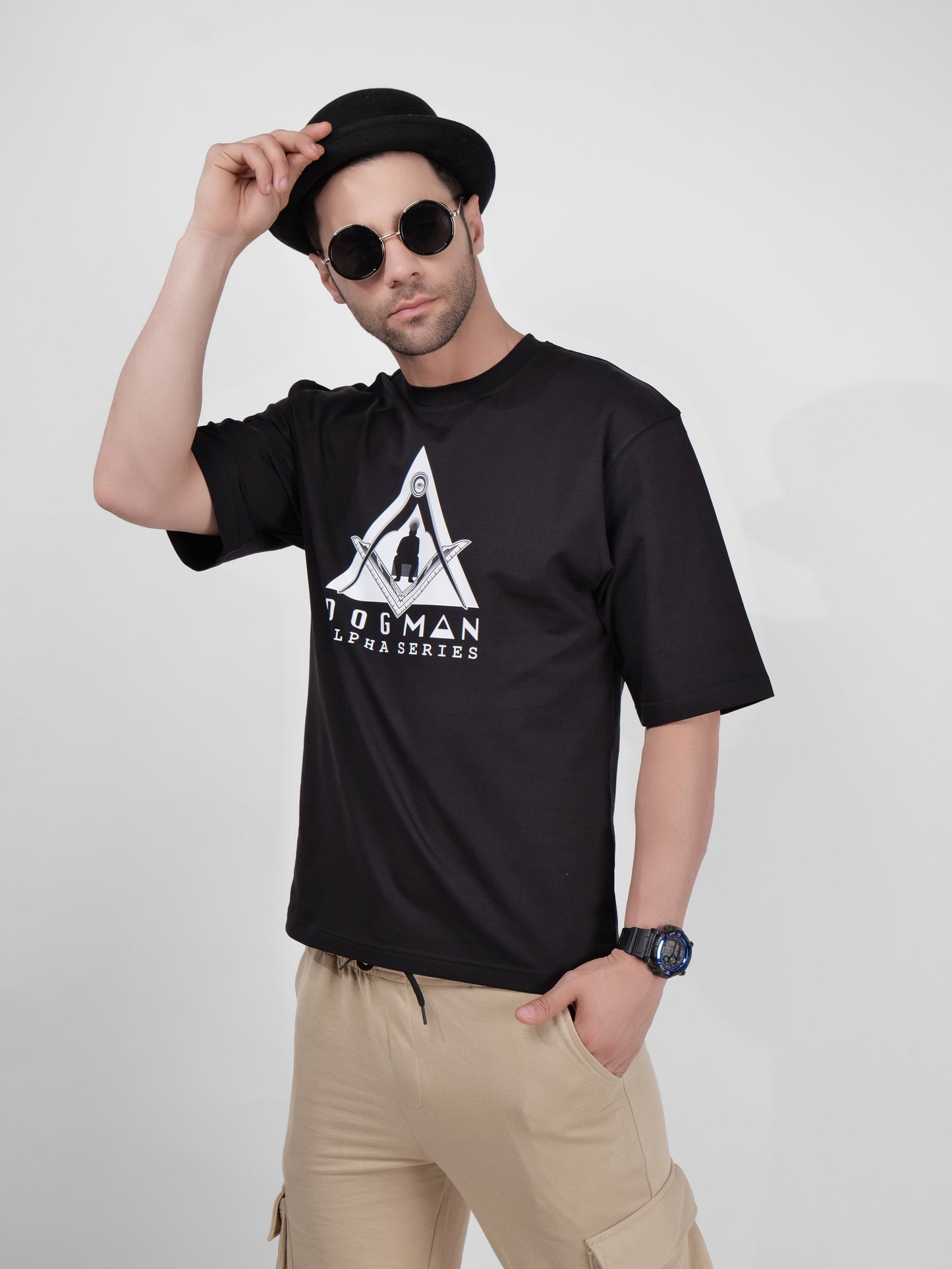 ALPHA SERIES(A07)-BLACK OVERSIZED UNISEX TSHIRT