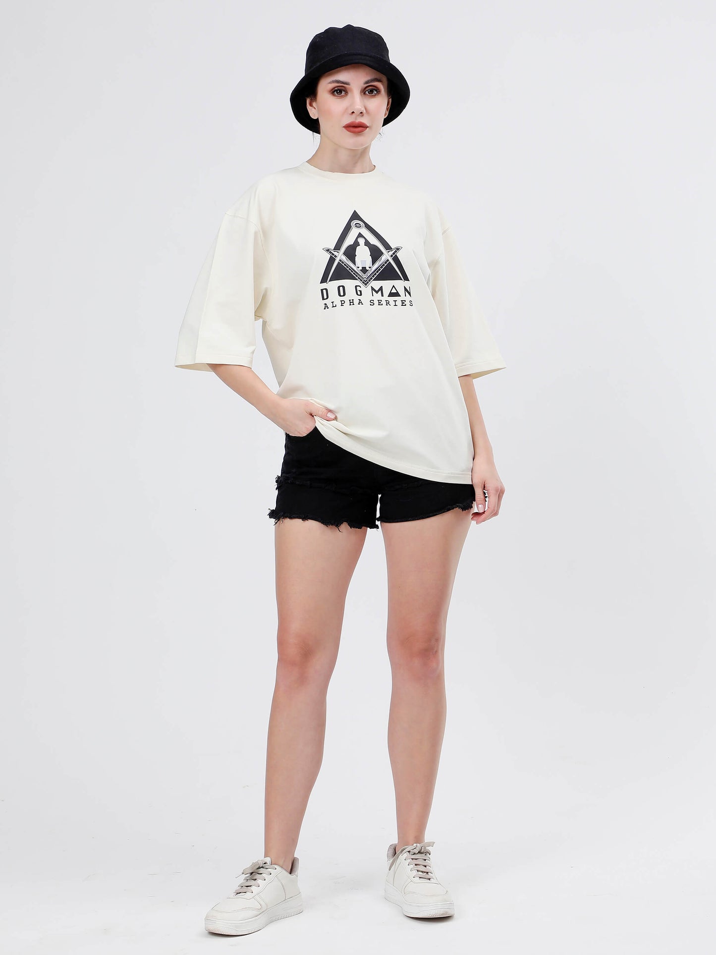 ALPHA SERIES(A09)-CREAM OVERSIZED UNISEX TSHIRT