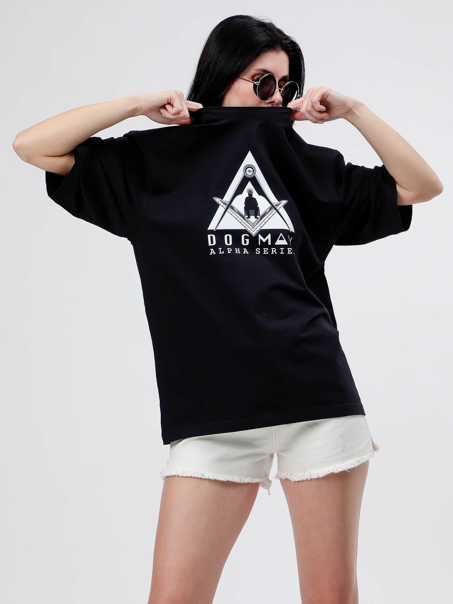 ALPHA SERIES(A04)-BLACK OVERSIZED UNISEX TSHIRT