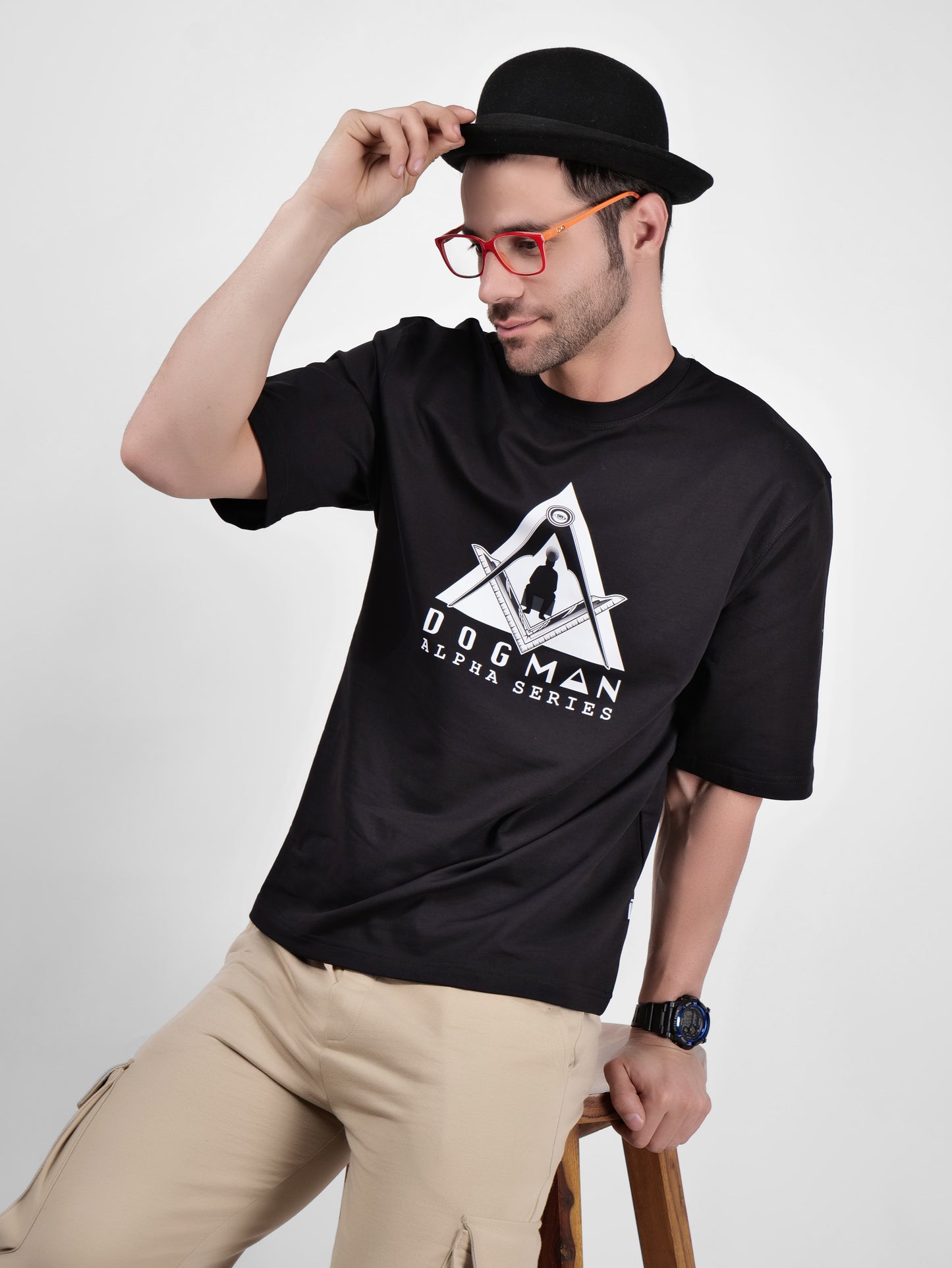 ALPHA SERIES(A02)-BLACK OVERSIZED UNISEX TSHIRT