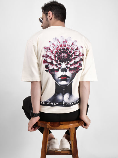 BLOOM SERIES(B03)-CREAM OVERSIZED UNISEX TSHIRT