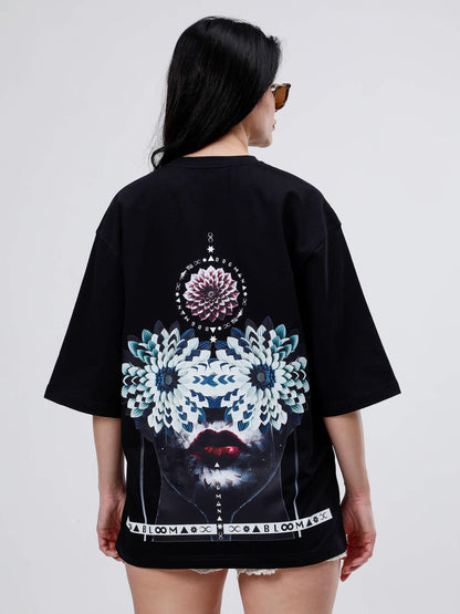 BLOOM SERIES(B05)-BLACK OVERSIZED UNISEX TSHIRT