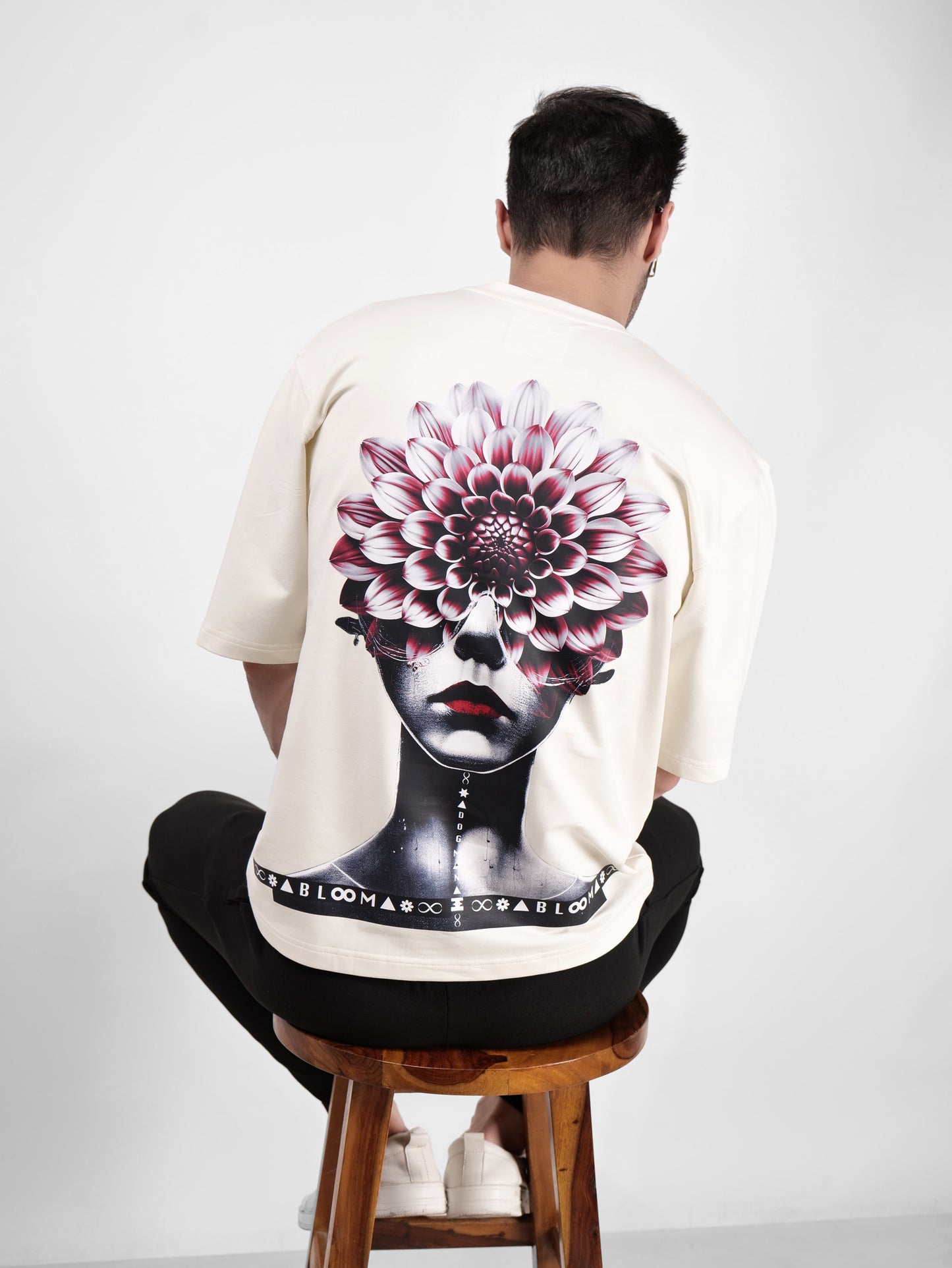 BLOOM SERIES(B03)-CREAM OVERSIZED UNISEX TSHIRT