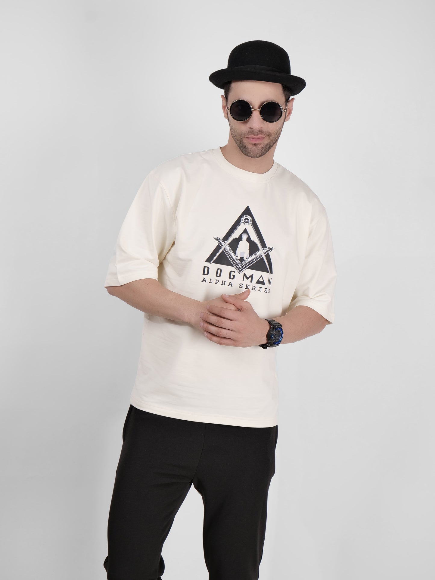 ALPHA SERIES(A06)-CREAM OVERSIZED UNISEX TSHIRT