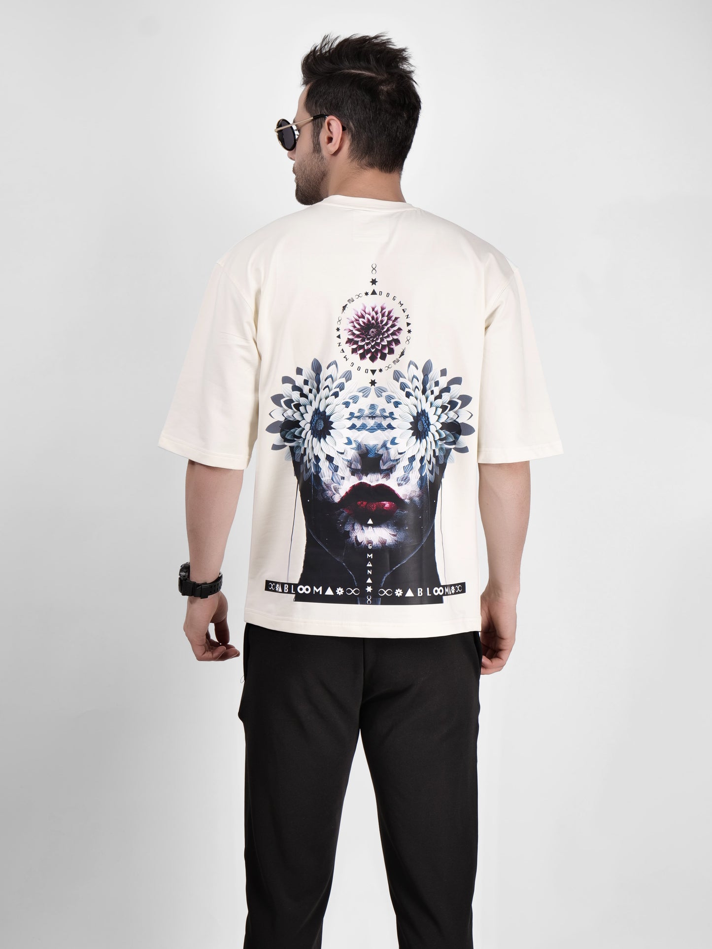 BLOOM SERIES(B05)-CREAM OVERSIZED UNISEX TSHIRT