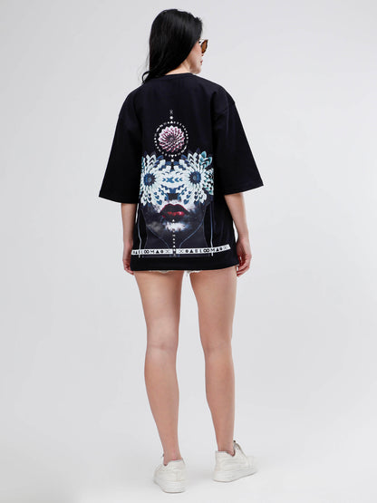 BLOOM SERIES(B05)-BLACK OVERSIZED UNISEX TSHIRT