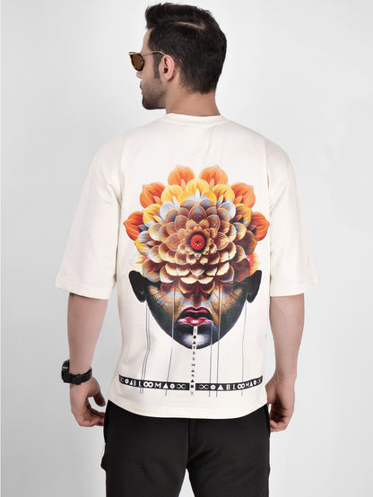 BLOOM SERIES(B04)-CREAM OVERSIZED UNISEX TSHIRT