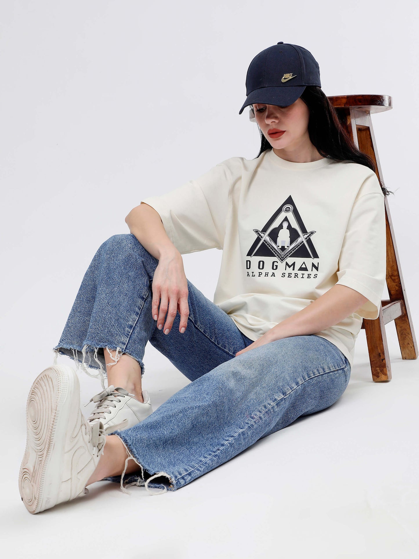 ALPHA SERIES(A08)-CREAM OVERSIZED UNISEX TSHIRT