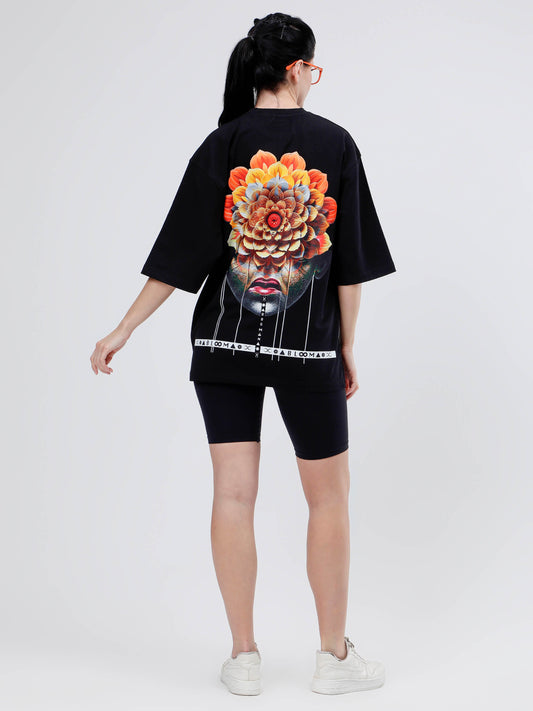 BLOOM SERIES(B04)-BLACK OVERSIZED UNISEX TSHIRT