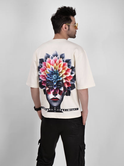 BLOOM SERIES(B07)-CREAM OVERSIZED UNISEX TSHIRT