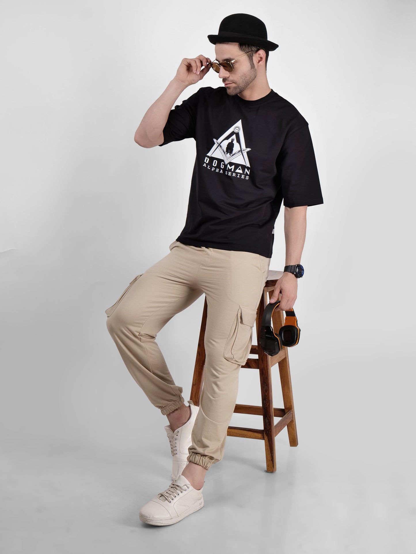 ALPHA SERIES(A08)-BLACK OVERSIZED UNISEX TSHIRT