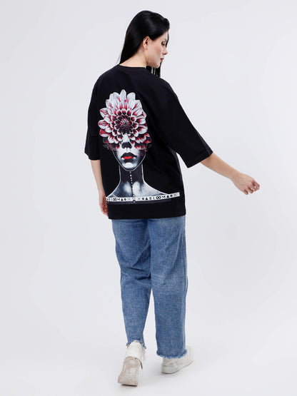 BLOOM SERIES(B03)-BLACK OVERSIZED UNISEX TSHIRT