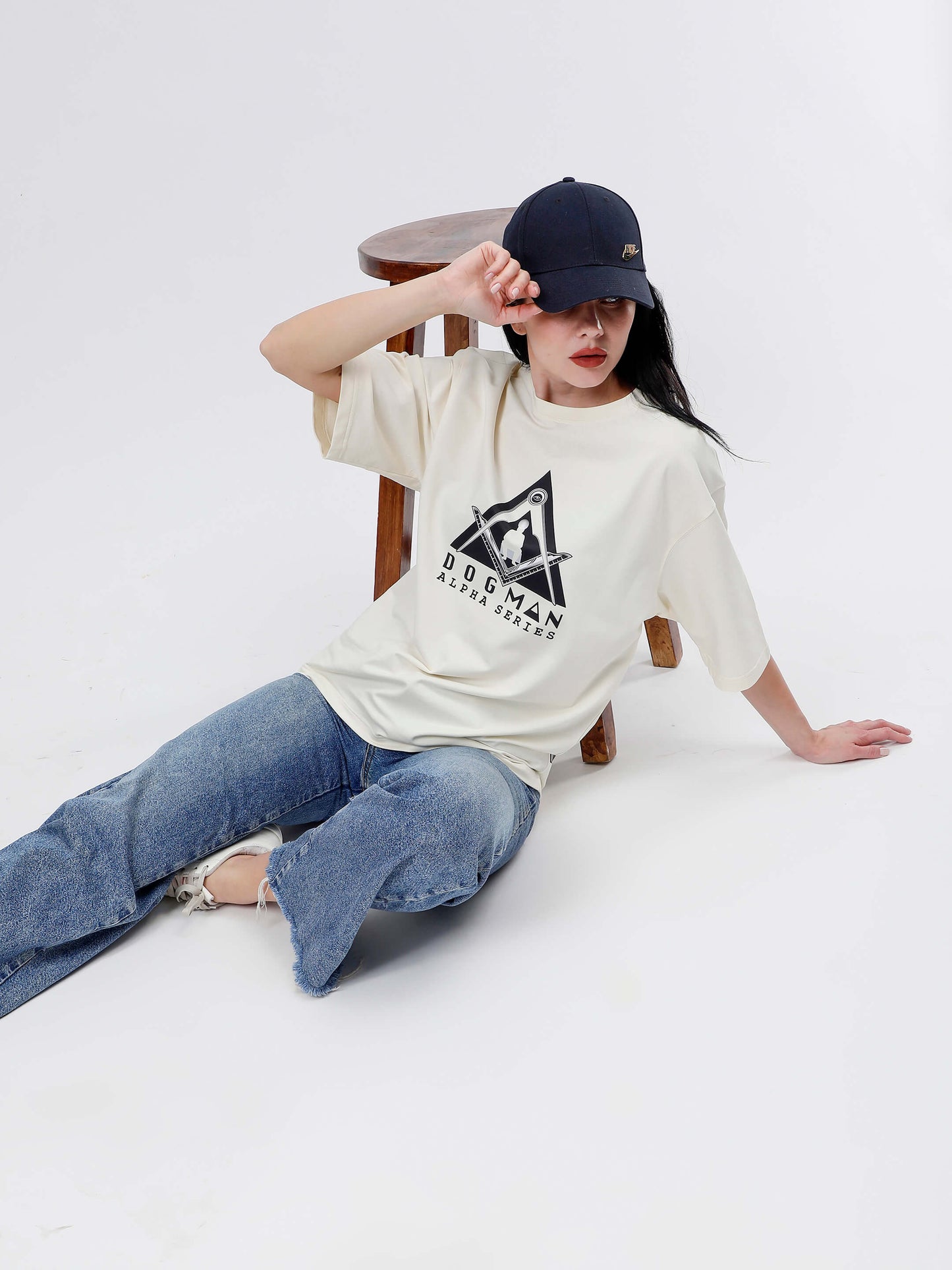 ALPHA SERIES(A08)-CREAM OVERSIZED UNISEX TSHIRT