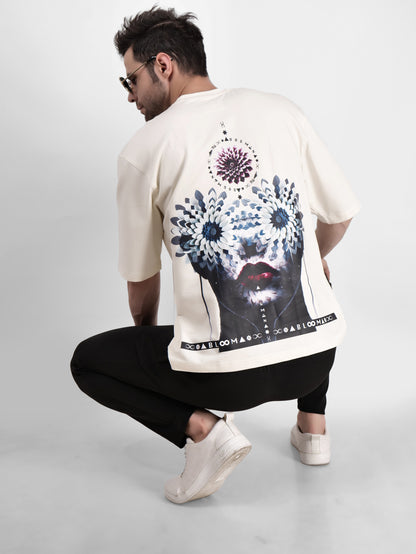 BLOOM SERIES(B05)-CREAM OVERSIZED UNISEX TSHIRT