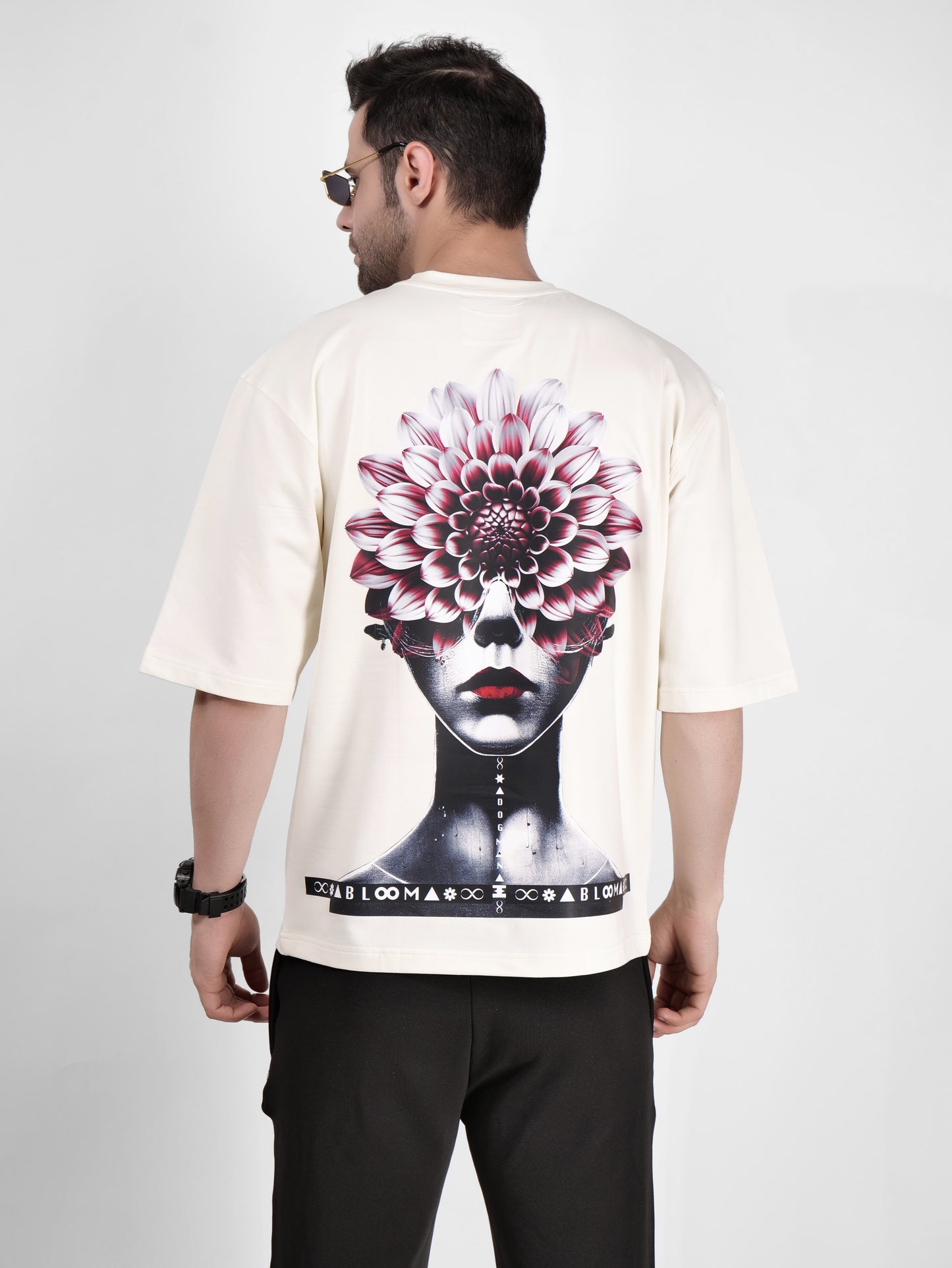 BLOOM SERIES(B03)-CREAM OVERSIZED UNISEX TSHIRT