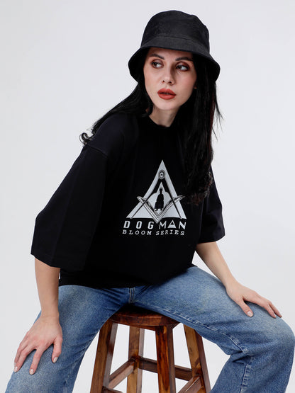 BLOOM SERIES(B07)-BLACK OVERSIZED UNISEX TSHIRT