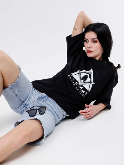 ALPHA SERIES(A10)-BLACK OVERSIZED UNISEX TSHIRT