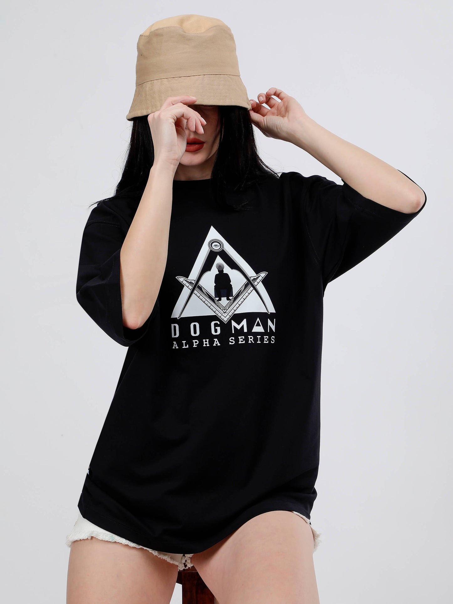 ALPHA SERIES(A04)-BLACK OVERSIZED UNISEX TSHIRT