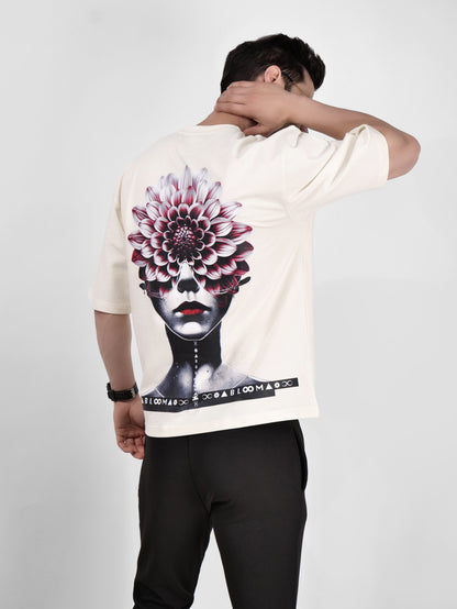 BLOOM SERIES(B03)-CREAM OVERSIZED UNISEX TSHIRT