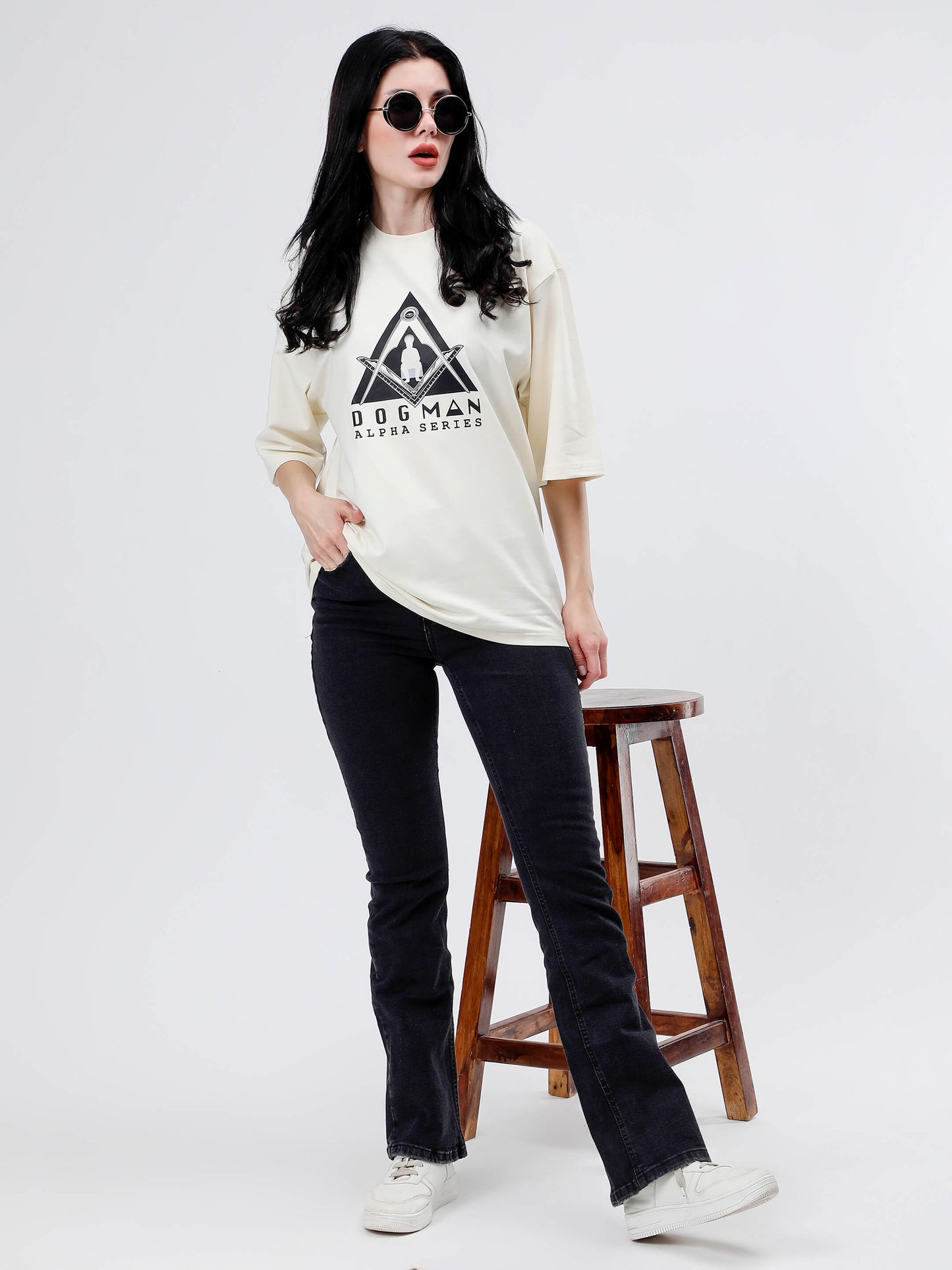 ALPHA SERIES(A07)-CREAM OVERSIZED UNISEX TSHIRT