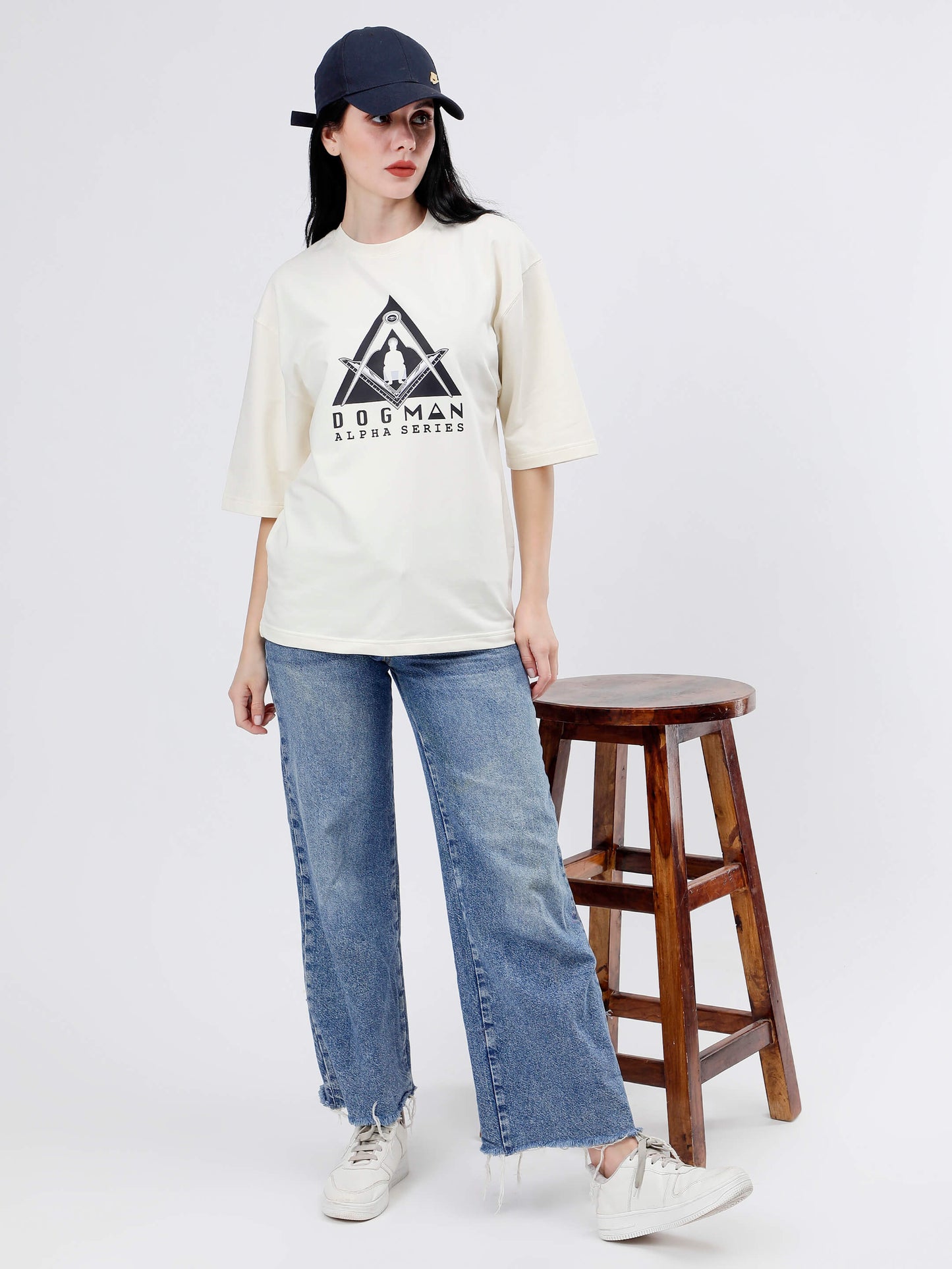 ALPHA SERIES(A08)-CREAM OVERSIZED UNISEX TSHIRT