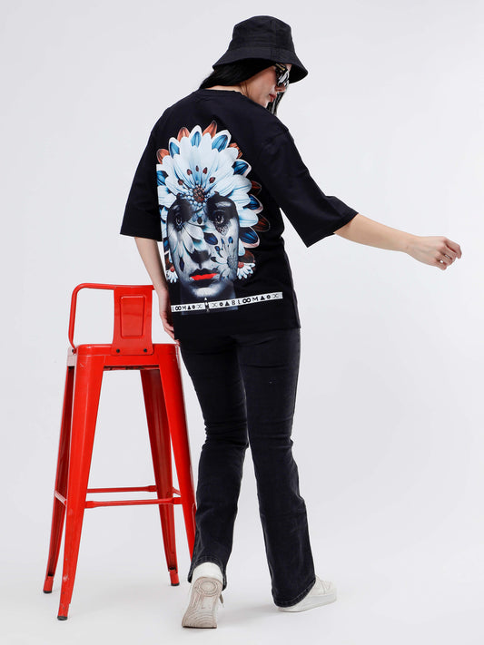 BLOOM SERIES(B06)-BLACK OVERSIZED UNISEX TSHIRT